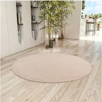 Teppium Teppich Unicolor - Einfarbig, Rund, Höhe: 11 mm, Kurzflor Teppich Anti-Rutsch Rückseite Waschbar Flauschiger