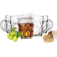 Sendez Bierglas 6 Biergläser mit Henkel 400ml Bierseidel Bierkrüge Bierglas Bierkrug, Glas