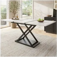 Flieks Esstisch (1-St., erweiterbar 120-160×80cm Tischplatte, für 4-8 Personen), ausziehbar Küchentisch rechteckig Schreibtisch, Eisenbeine