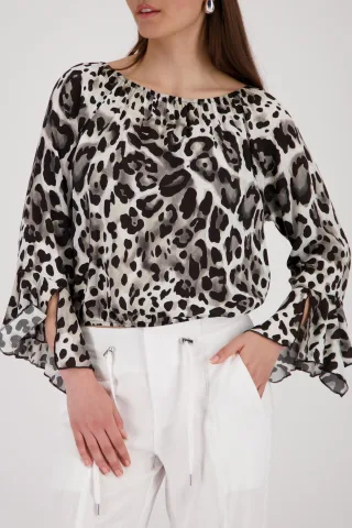 monari - Bluse mit Leomuster coffee gemustert - Gr. - 36