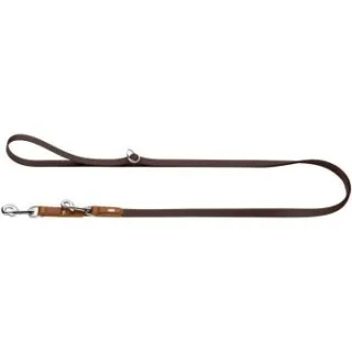 Dog Sport HUNTER stufenlos verstellbare Hundeführleine wolmar biothane x leder braun 1,9 cm