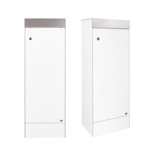 Paketbox weiß, RENZ Cliff, Weiß, 382 x 1012 x 252 mm, freistehend, verzinkter Stahl