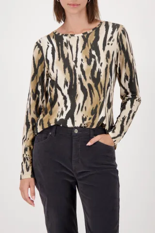 monari - Shirt mit Tigermuster whisky gemustert - Gr. - 46