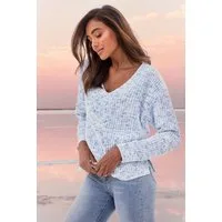 Buffalo V-Ausschnitt-Pullover aus weichem Chenille, Strickpullover, kuschelig weich