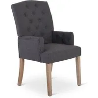 Raburg Esszimmerstuhl Polsterstuhl mit Armlehnen, Chesterfield-Design, Beine Holz, Victoria, eleganter Küchenstuhl im Landhausstil, Steppung, Belastbarkeit 110 kg