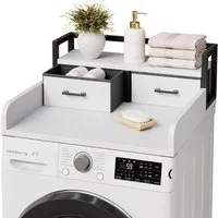 GarveeMore Waschmaschinenumbauschrank 2-Tier Waschmaschine Trockner Arbeitsplatte Single mit Regal