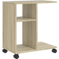 vidaXL Beistelltisch Beistelltisch mit Rollen Sonoma-Eiche 50x30x55 cm Holzwerkstoff (1-St)