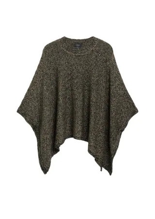 s.Oliver BLACK LABEL - Strickponcho in Melange beige/schwarz - Gr. - M