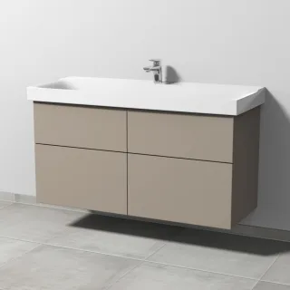 Sanipa 3way Waschtischunterbau zu Geberit Xeno2 Waschtisch mit 4 Auszügen, Sandgrau-Matt SF66467