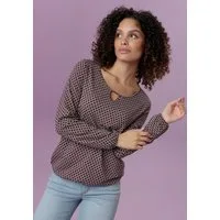 Aniston SELECTED Langarmshirt in unterschiedlichen Drucken, jeweils mit Schmuckelement