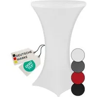 NYVI Stehtischhusse Stehtischhusse NYVIGala 80cm Weiß Elastische Stretchhusse, Elegante Premium Husse für Stehtisch & Bistrotisch mit 110-120cm Höhe