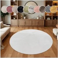 Paco Home Fellteppich Kunstfell Soft 380, rund, Höhe: 14 mm, Langflor, Kuschelteppich - besonders weich, Uni-Farben