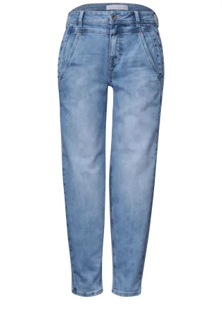 Street One - High Waist Barrel Leg Jeans im Loose Fit light blue wash - Gr. - 28