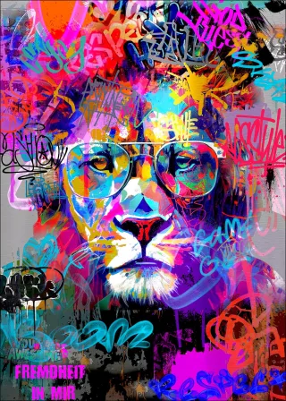 Aludibondbild GRAFFITI LION