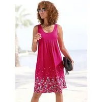 Beachtime by Lascana Strandkleid mit Blumenprint am Saum, lockeres Hängerchenkleid mit Zierfalten Leichtes Sommerkleid aus Viskose, Jerseykleid, A-Linien-Kleid, casual