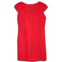Sommerkleid Leinen Kleid kurzarm Beerenrot 44 XL Sommerkleid