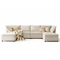 GarveeMore Wohnlandschaft Modulares U‑Ecksofa 3‑Sitzer aus Chenille – tiefe Sitzfläche