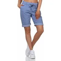 OriginalYou Chinoshorts Damenhose Kurze Damen Sommerhose Chino Shorts Schlupf Bermuda Stretchgewebe in modernem Knitterlook, elastischer Bund mit Kordelzug