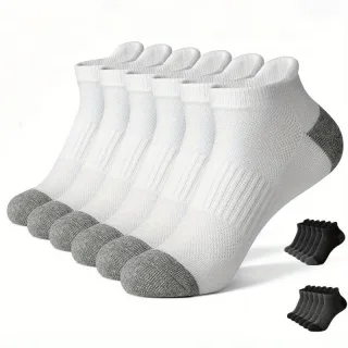 6 Pair Cotton Men Socks Comfy Solid Color Male's Short Sock Summer Cycling Breathable Mesh Running Ankle Socks