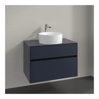 Villeroy und Boch Collaro Waschtischunterschrank C037B0VQ 80x54,8x50cm, Waschtisch mittig, LED-Beleuchtung 5,7 W, marine blue