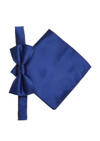 s.Oliver BLACK LABEL - Elegantes Set aus Fliege und Einstecktuch aus Seidenmix blau - Gr. - 1