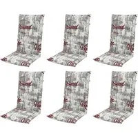 doppler® Hochlehnerauflage 6 er Set 2901 Gartenstuhl Auflagen Kissen Polster für Hochlehner grau, (Spar-Set, 6 St., 6 Auflagen), für Hochlehner-Stühle UV-beständig inkl. Bindebänder und Halteband