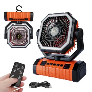IPRee Camping Portable Desk Fan with LED Light, 20000mAh Battery Rechargeable Quiet Camping Fan, Battery Operated with H