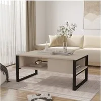 en.casa Couchtisch, »Laukaa« rechteckig Metallgestell 100 x 60 x 45 cm Graubeige