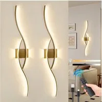 Rosnek Wandleuchte Modern Wandleuchte, Warmweiß, dimmbar, Akku, Memory, Sanfter Nachtlichtmodus, Hyperbolisches Design, für Schlaf- & Wohnraum
