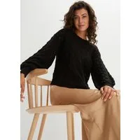 bonprix Ajourpullover lässige Passform, Ballonärmel, tolles Ajour-Strickmuster