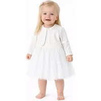 Lorey Medtec Taufkleid Prinzessin Kleid mit Jacke, Party Kleid, Spitze, 100% Baumwolle, Weiß (Kleid + Jacke) Tüll