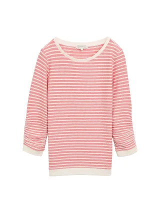 Denim Tom Tailor - Sweatshirt mit Streifenmuster red white structure stripe - Gr. - XL