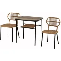 COSTWAY Balkonset, (3-tlg), Gartenmöbel Set, Essgruppe, Rattan stapelbar