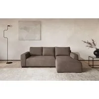 COTTA Ecksofa Giro L-Form,B: 252 cm, abgerundete Kanten, bequeme Wellenunterfederung, +PUR Schaum, opt. Schlaffunktion + Bettkasten,LF 202x128cm Trendstoffe
