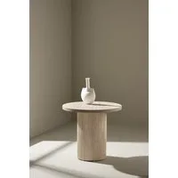 Venture Home Couchtisch Härön, runder Couchtisch in eleganter Travertinoptik, Ø 50 cm, Sofatisch, MDF, 3D-Papier, rund, weich geformt, einheitlich