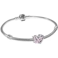 Pandora Silberarmband 21761, für Damen Set Silber Verschlungenes Herz & Schmetterling