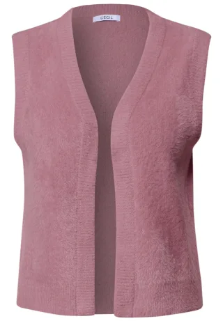 CECIL - Offene Federgarn-Weste in Unifarbe velvet rose - Gr. - S