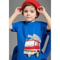 KIDSWORLD T-Shirt Cooles Shirt mit Feuerwehr Folienprint für Jungen, Kurzarm, mit Glitterdruck, Basic Passform