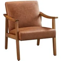 Yaheetech Relaxsessel Retro Loungesessel Einzelsofa, Loungesessel Lesesessel Kunstleder Belastbar bis 136 kg