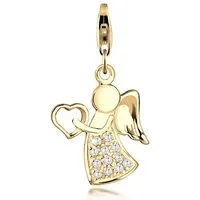 Nenalina Charm-Einhänger Anhänger Engel Glücksbringer Zirkonia 925 Silber