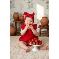 Parla Kids Strampler Traumhafte Baby Salopette - rot - mit Haarband