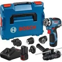 Akku-Bohrschrauber GSR 12V-35 FC Professional, 12Volt blau/schwarz, 2x Li-Ionen Akku 3,0Ah, mit FlexiClick Aufsätzen, L-BOXX