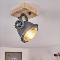 hofstein Deckenleuchte »Biati« verstellbare Wandlampe aus Metall/Holz/Glas, Grau/Braun/Natur, ohne Leuchtmittel, 1xGU10 Fassung max. 50 Watt, Wandspot im Retro/Vintage Design