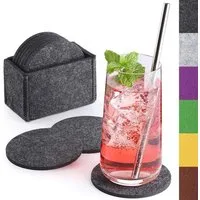 Loco Bird Getränkeuntersetzer 10er Set inkl. Box rund aus Filz, Zubehör für Getränke, Tassen, Bar, Glas, Design Glasuntersetzer, Premium Tischuntersetzer Filzuntersetzer