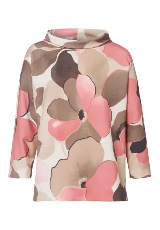 FRANK WALDER - Sweatshirt VELVET BLOOM mit vollflächigem Print marone/ecru/cashew - Gr. - 46