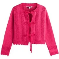 Next Strickjacke Strickjacke mit Häkelbesatz und Bindedetail (1-tlg)