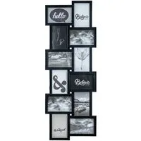 Levandeo® Bilderrahmen Collage, Bilderrahmen Schwarz 12 Fotos 32x83cm Galerie Fotogalerie Collage