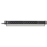 Alu-Line 19" Steckdosenleiste 12-fach C13 schwarz/aluminium, 1HE, 2 Meter Kabel, Kaltgerätebuchsen