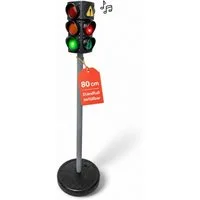 alldoro Spiel-Verkehrszeichen Verkehrsampel für Kinder, 80 cm hoch, mit Licht & Sound, Befüllbarer Standfuß, Lernampel für Verkehrserziehung und Rollenspiel