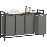 VASAGLE Wäschekorb, 4 Fächer, mit Ablage, ausziehbar abnehmbar, 4/5 x 40 L